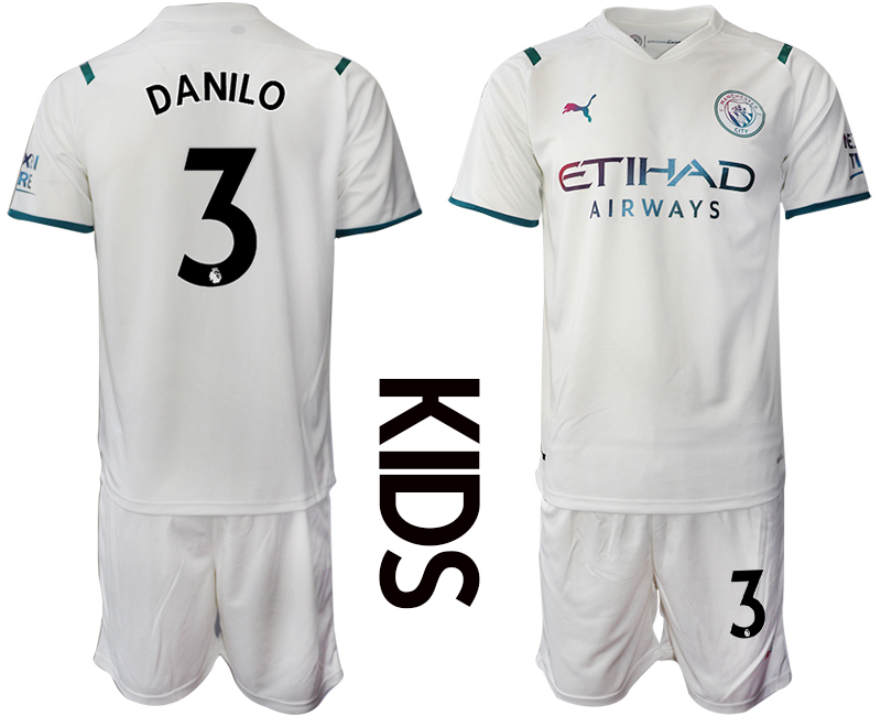 Youth 2021-2022 Club Manchester City away white #3 Soccer Jersey